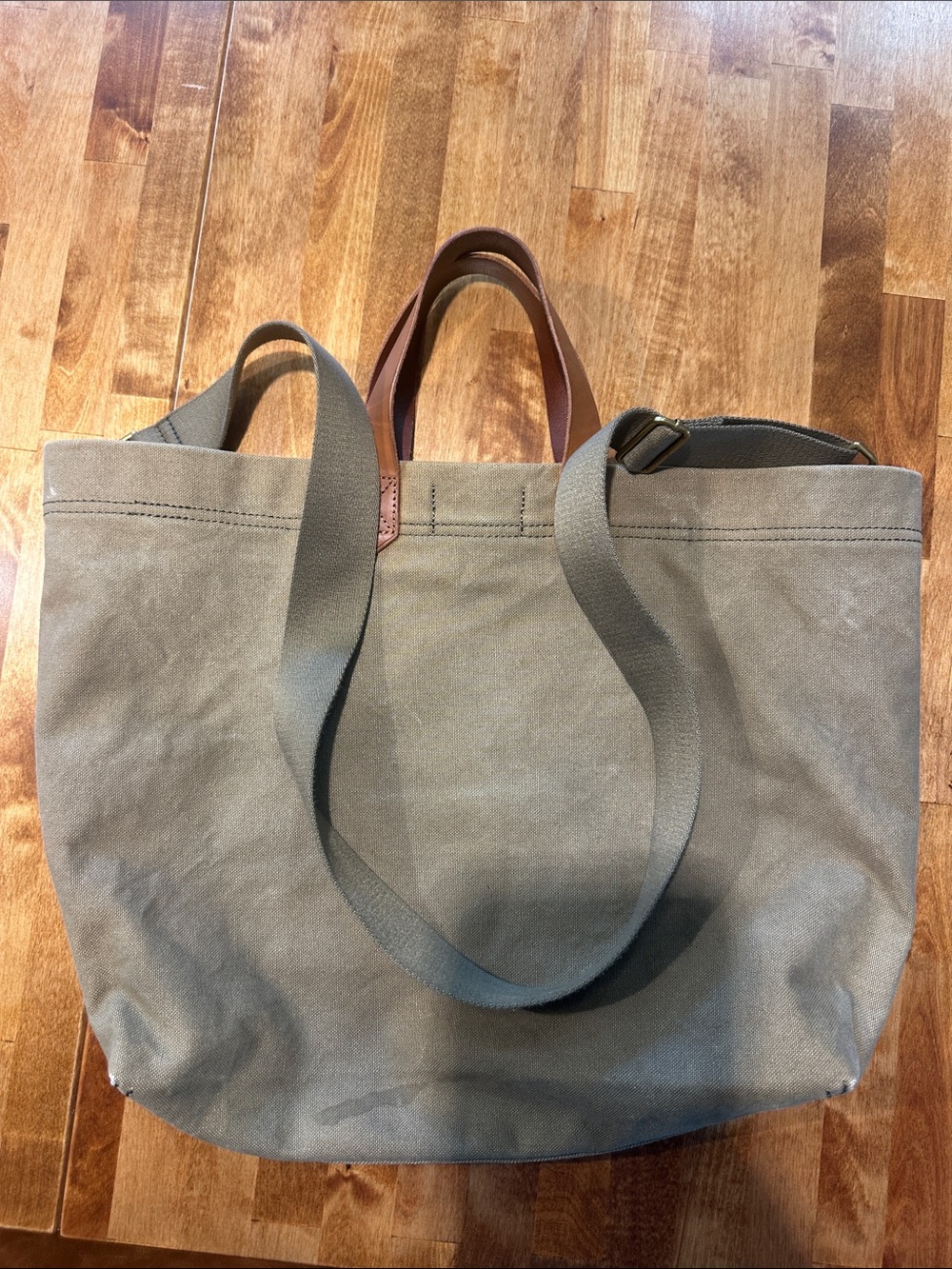 Madewell Canvas Tote Bag with Leather Handles (Olive)